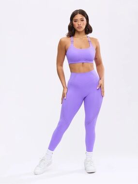 NWT Buffbunny Airbrush Laser BTC Sports Bra & Laser Cut Legging Party Purple